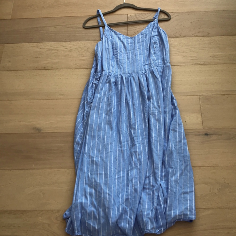 blue striped maxi dress